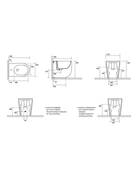 Set sanitari bagno Kerasan serie Nolita vaso bidet e coprisedile sgancio rapido nero opaco *Prodotto in esposizione - Kallea