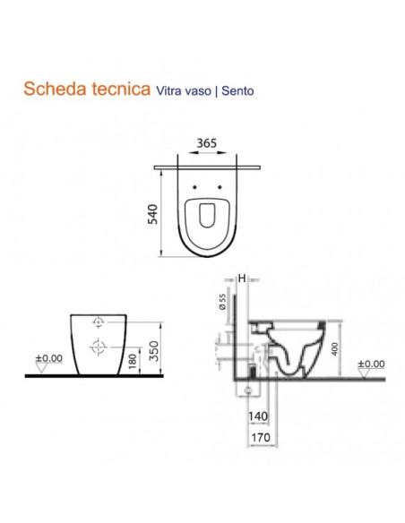 Set sanitari bagno Vitra serie Sento vaso bidet e coprisedile slim duroplast bianco lucido *Prodotto in esposizione - Kallea