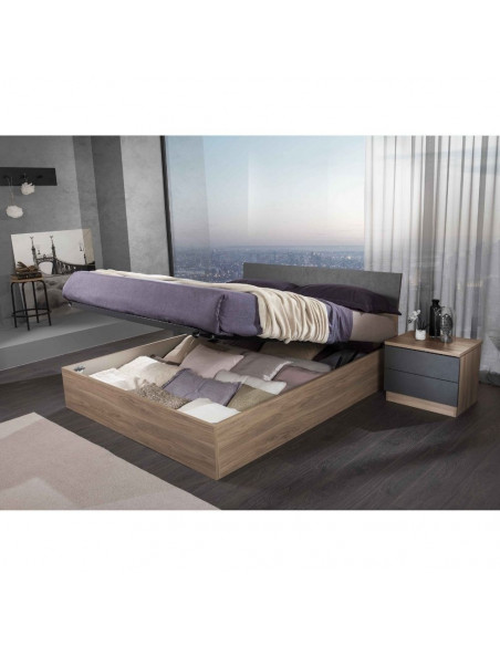 Camera da letto Kopet noce grigio letto contenitore - Kallea