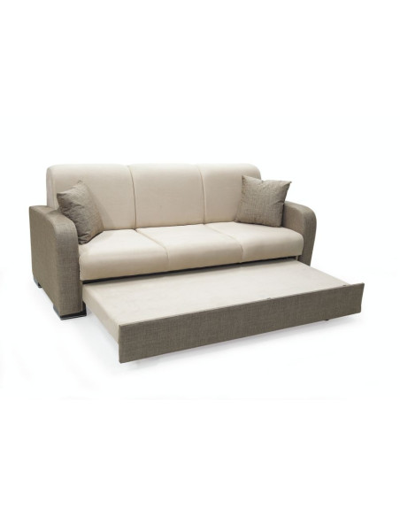 Divano letto Orion 3 posti tessuto doppio colore beige - Kallea