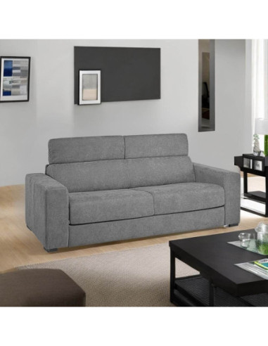 Divano letto Crien 3 posti con poggiatesta reclinabili colore Penelope 22 grigio - Kallea