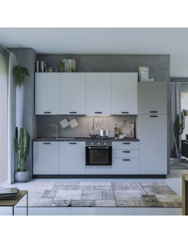 Cucina Rovigno Selene 300 cm grigio e bianco destra - Kallea