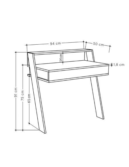 Scrivania da parete Cowork antracite con cassetto 94 cm. - Kallea