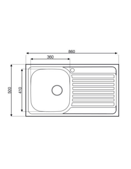 Lavello incasso cucina MP861VDX acciaio 86x50 cm una vasca e gocciolatoio destro - Kallea