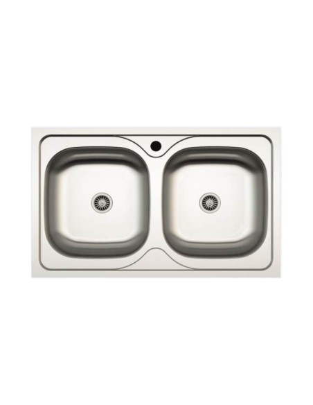 Lavello incasso cucina MP862V acciaio 86x50 cm due vasche - Kallea