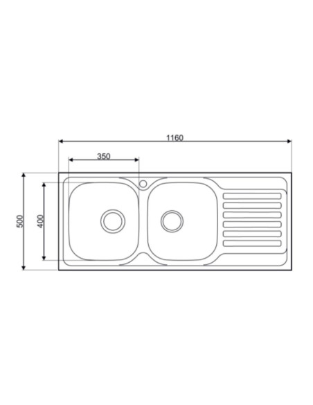 Lavello incasso cucina MP1162SX acciaio116x50 cm due vasche e gocciolatoio sinistro - Kallea