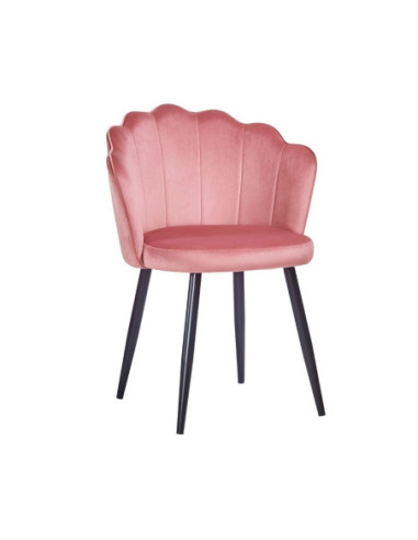 Sedia Omni velluto rosa con gambe metallo nero - Kallea