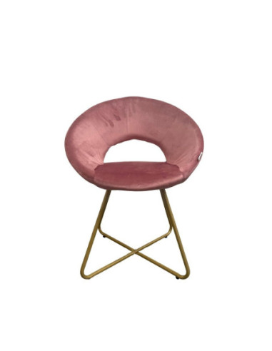 Poltroncina Etere in velluto rosa con gambe in metallo dorato - Kallea