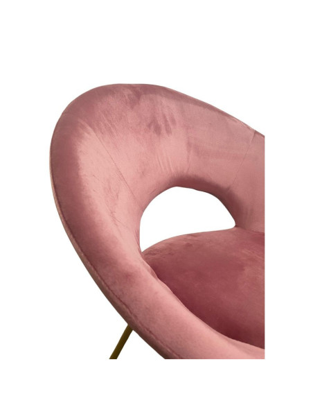 Poltroncina Etere in velluto rosa con gambe in metallo dorato - Kallea