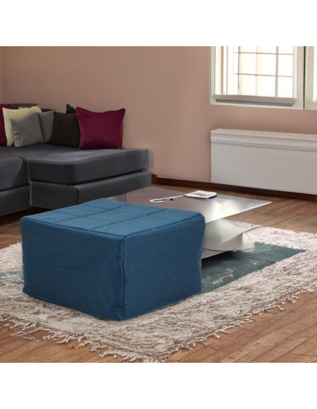 Pouf letto singolo pieghevole Vega tessuto colore blu - Kallea