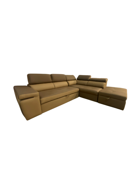 Divano angolare Gisella Mozart con pouff contenitore destro 285x238 mozart 7 beige e mozart 5 brown - Kallea