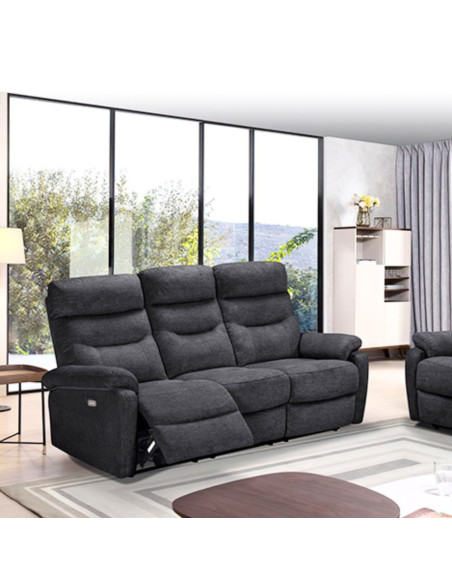 Divano 3 posti Brienz 2 recliner elettrici grigio scuro - Kallea