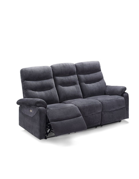 Divano 3 posti Brienz 2 recliner elettrici grigio scuro - Kallea