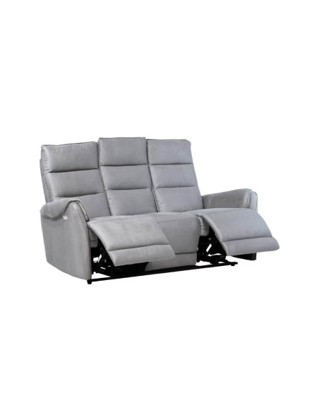 Divano 3 posti Thun 2 recliner elettrici effetto nabuk grigio chiaro - Kallea