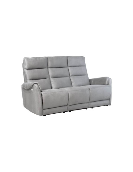 Divano 3 posti Thun 2 recliner elettrici effetto nabuk grigio chiaro - Kallea