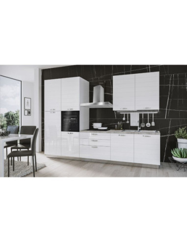Cucina Ade lusso 330 cm bianco lucido con elettrodomestici - Kallea