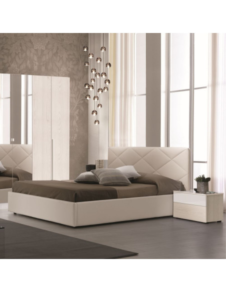 Camera da letto Sefura eucalipto bianco letto armadio con specchi - Kallea