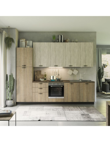 Cucina Rovigno Mira 300 cm rovere grigio e bianco sinistra - Kallea