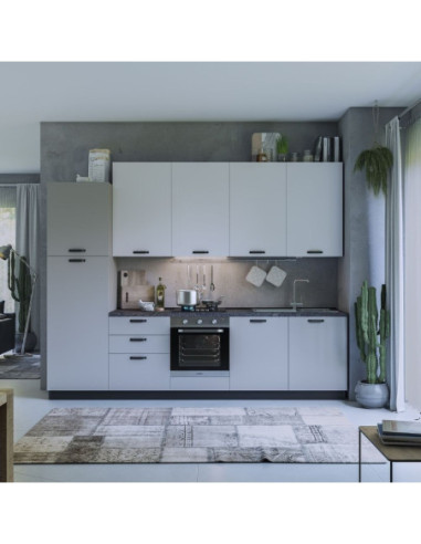 Cucina Rovigno Selene 300 cm grigio e bianco sinistra - Kallea