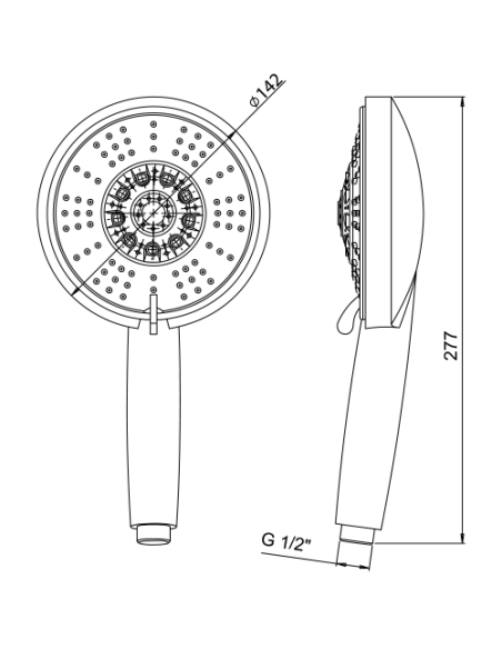 Doccetta Jacuzzi serie Wind anticalcare in ABS 5 getti art. 1291144AC00 cromato - Kallea