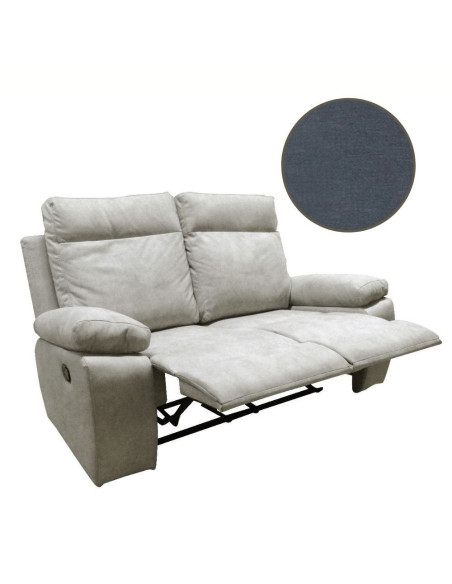 Divano Milano 2 posti 2 recliner manuali grigio - Kallea