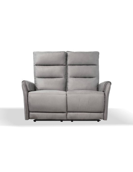 Divano 2 posti Thun 2 recliner elettrici effetto nabuk grigio chiaro - Kallea