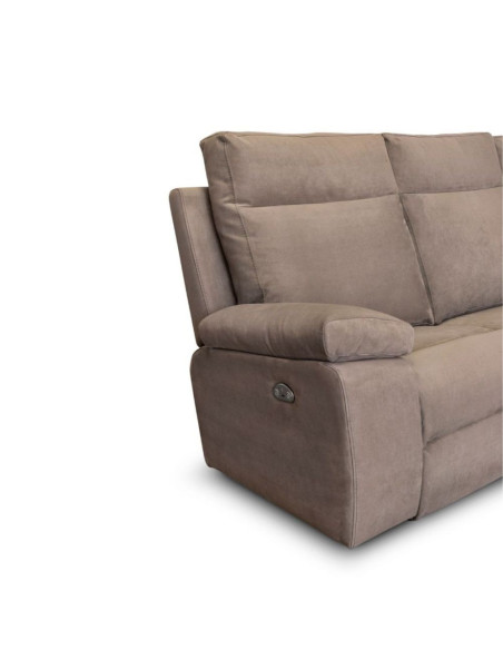 Divano Milano 2 posti 2 recliner manuali in nabuk Mozart 93 tortora - Kallea