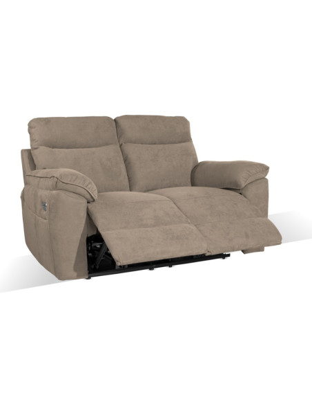 Divano recliner Boston 2 posti elettrico in tessuto giulia 9703 cappuccino - Kallea