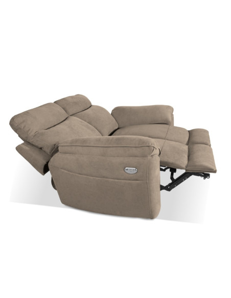 Divano recliner Boston 2 posti elettrico in tessuto giulia 9703 cappuccino - Kallea