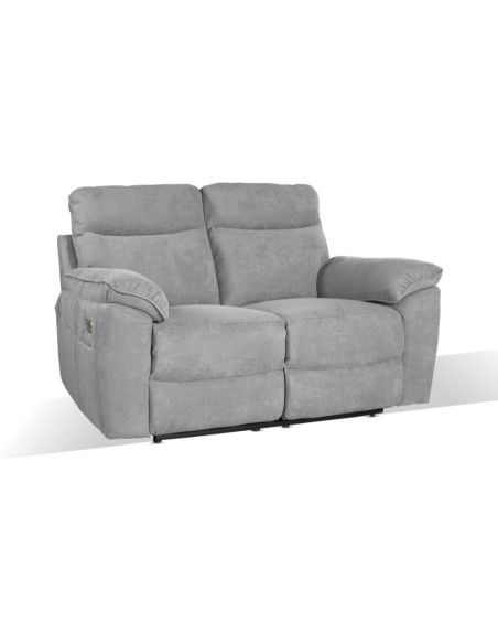 Divano recliner Boston 2 posti elettrico in tessuto giulia 9713 grigio - Kallea