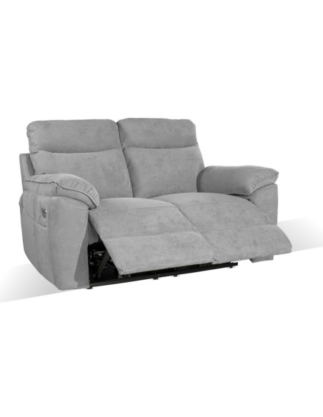 Divano recliner Boston 2 posti elettrico in tessuto giulia 9713 grigio - Kallea