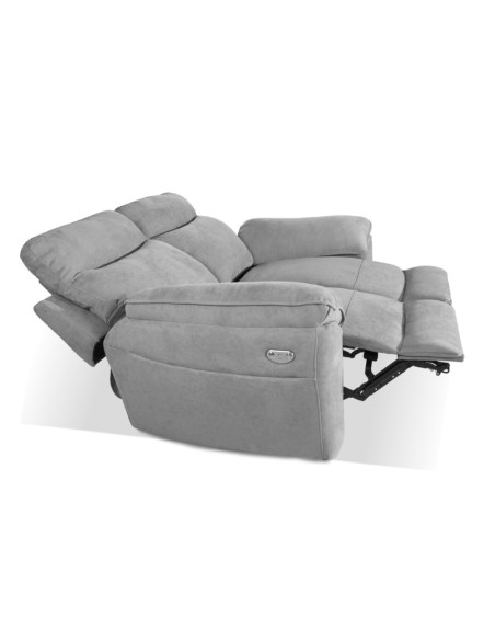 Divano recliner Boston 2 posti elettrico in tessuto giulia 9713 grigio - Kallea