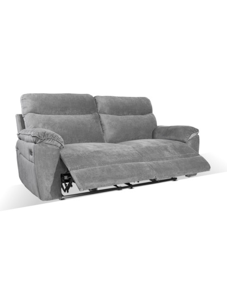 Divano recliner Boston 3 posti elettrico in tessuto giulia 9713 grigio - Kallea