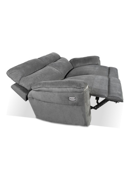 Divano recliner Boston 3 posti elettrico in tessuto giulia 9713 grigio - Kallea