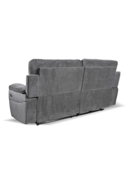 Divano recliner Boston 3 posti elettrico in tessuto giulia 9713 grigio - Kallea