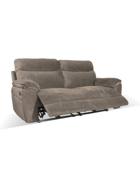 Divano recliner Boston 3 posti elettrico in tessuto giulia 9703 cappuccino - Kallea