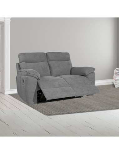 Divano recliner Boston 2 posti manuale in tessuto barrel 90 grigio - Kallea