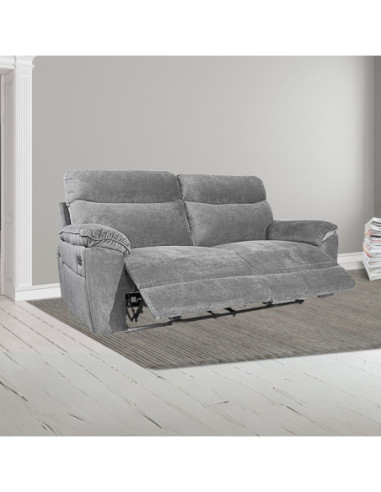 Divano recliner Boston 3 posti manuale in tessuto barrel 90 grigio - Kallea