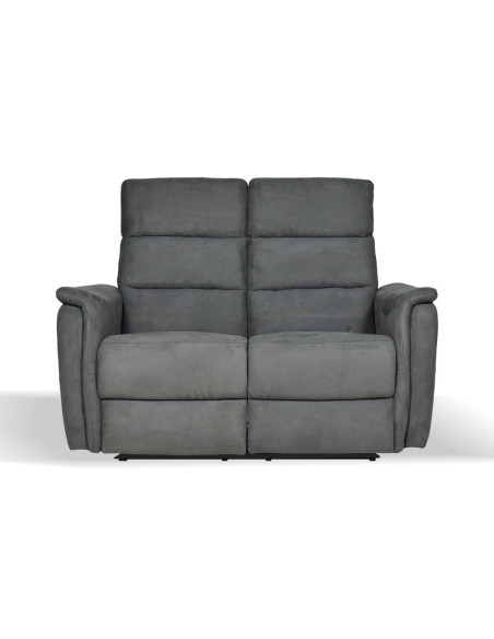 Divano Faber 2 posti con 2 recliner elettrici in tessuto dark grey - Kallea