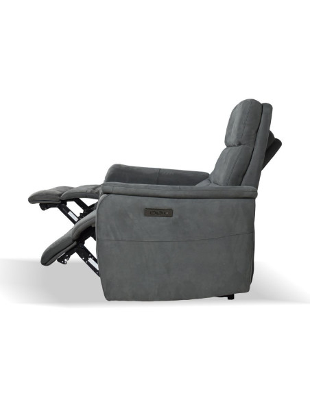 Divano Faber 2 posti con 2 recliner elettrici in tessuto dark grey - Kallea