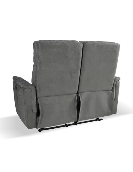 Divano Faber 2 posti con 2 recliner elettrici in tessuto dark grey - Kallea