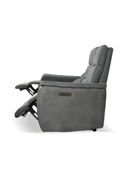 Divano recliner elettrici Faber 3 posti in tessuto grigio scuro - Kallea