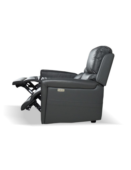 Divano recliner elettrici Claus 2 posti in vera pelle colore grigio scuro - Kallea