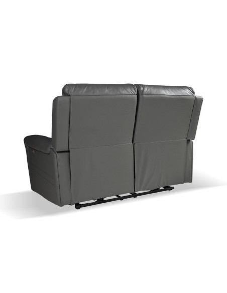 Divano recliner elettrici Claus 2 posti in vera pelle colore grigio scuro - Kallea