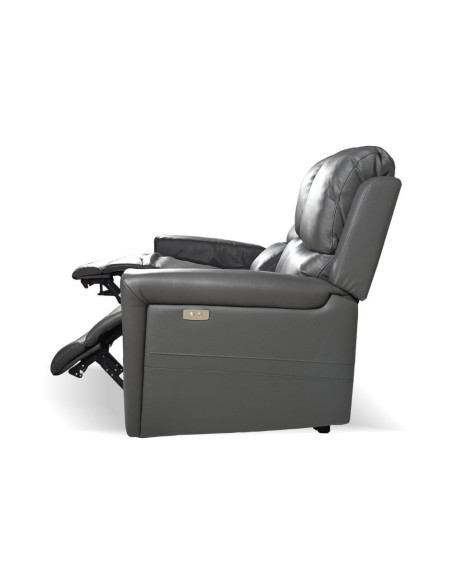 Divano recliner elettrici Claus 3 posti in vera pelle colore grigio scuro - Kallea