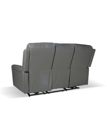 Divano recliner elettrici Claus 3 posti in vera pelle colore grigio scuro - Kallea