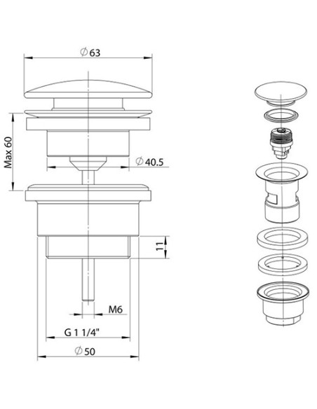 Set Rubinetti Jacuzzi per lavabo e bidet con piletta click clack inclusa serie Light cromato - Kallea