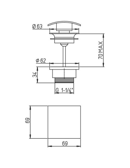 Rubinetto Miscelatore monoforo per bidet serie Wind Jacuzzi con piletta click clack inclusa 0WI00092JA00 cromato - Kallea