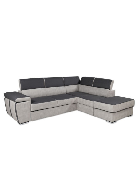 Divano angolare Gisella con pouff contenitore destro 285x238 grigio - Kallea