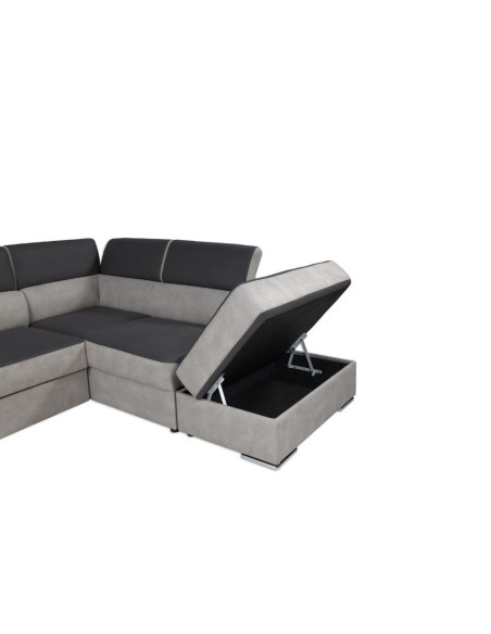 Divano angolare Gisella con pouff contenitore destro 285x238 grigio - Kallea